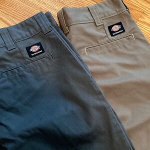 Dickies charcoal and Dark Tan Work Trousers 2 pairs 30x32
